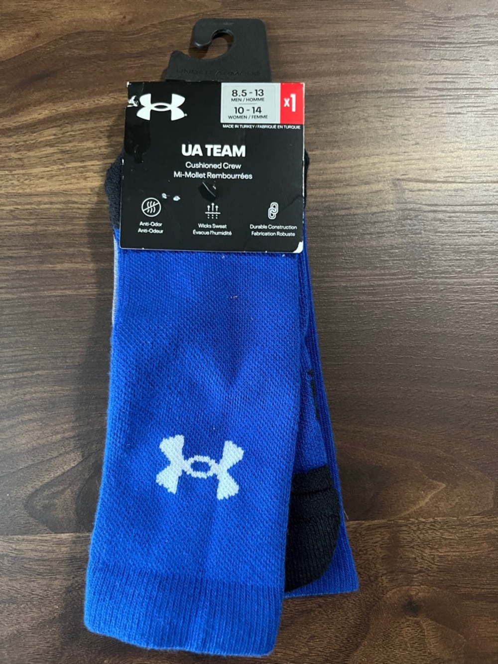 Under Armour Blue UA Team Cushioned Crew Socks